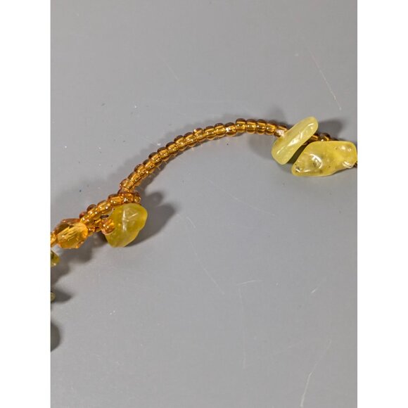 Artisan Green Stone Larve Oval Leather Back Collar Statement Necklace Boho Triba - Picture 8 of 15